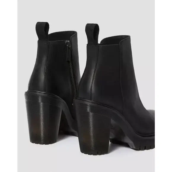 DR. MARTENS Magdalena Leather Heeled Ankle Boot Black Women's 8 - Picture 12 of 13